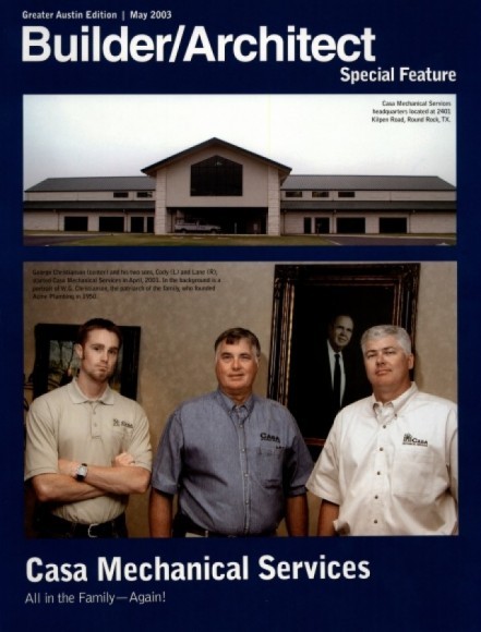 Builder/Architect magazine, Greater Austin Edition, May 2003 — Casa Mechanical Services special feature